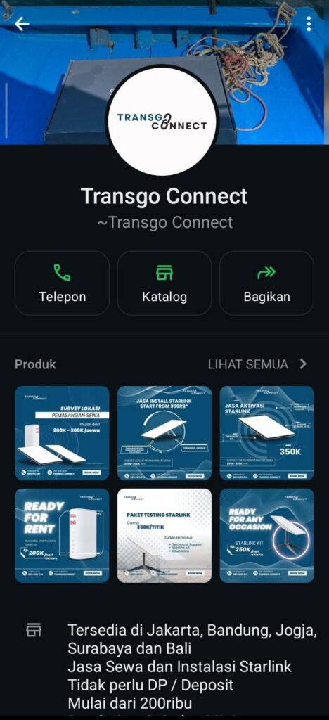 WhatsApp Sewa Starlink Transgo Connect